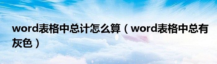 word表格中总计怎么算（word表格中总有灰色）