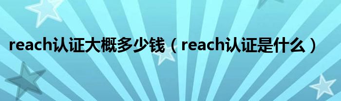 reach认证大概多少钱（reach认证是什么）