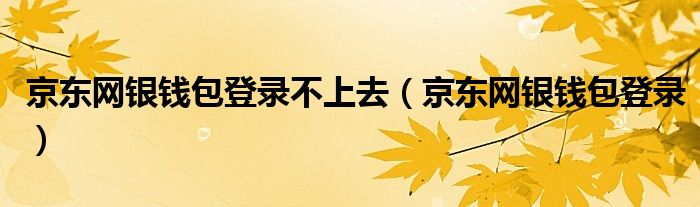 京东网银钱包登录不上去（京东网银钱包登录）