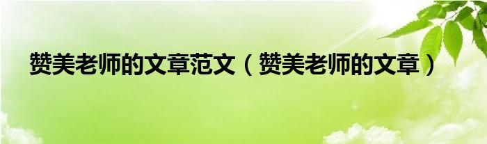 赞美老师的文章范文（赞美老师的文章）