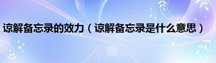 谅解备忘录的效力（谅解备忘录是什么意思）