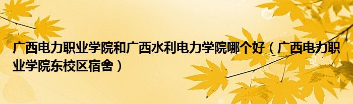 广西电力职业学院和广西水利电力学院哪个好（广西电力职业学院东校区宿舍）