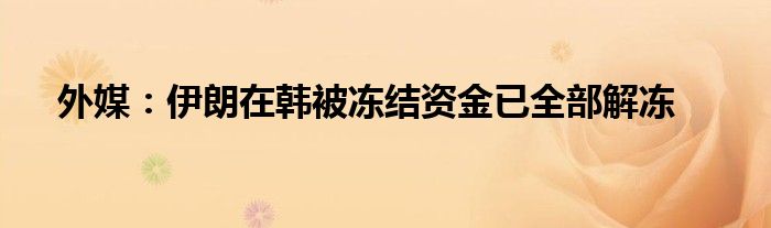 外媒：伊朗在韩被冻结资金已全部解冻