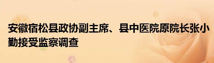 安徽宿松县政协副主席、县中医院原院长张小勤接受监察调查