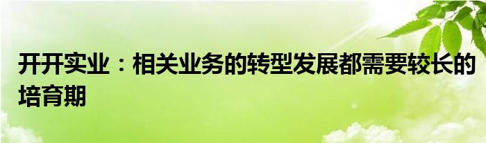 开开实业：相关业务的转型发展都需要较长的培育期