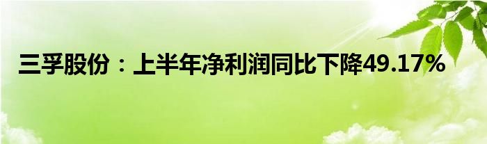 三孚股份：上半年净利润同比下降49.17%