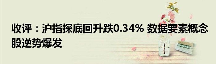 收评：沪指探底回升跌0.34% 数据要素概念股逆势爆发