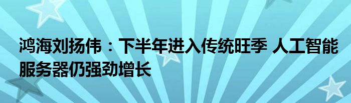 鸿海刘扬伟：下半年进入传统旺季 人工智能服务器仍强劲增长