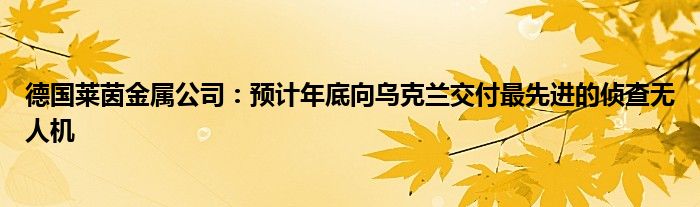 德国莱茵金属公司：预计年底向乌克兰交付最先进的侦查无人机