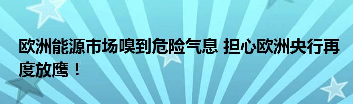 欧洲能源市场嗅到危险气息 担心欧洲央行再度放鹰！