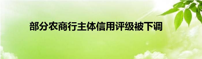 部分农商行主体信用评级被下调