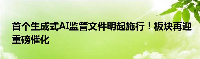 首个生成式AI监管文件明起施行！板块再迎重磅催化