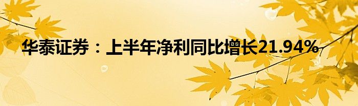 华泰证券：上半年净利同比增长21.94%