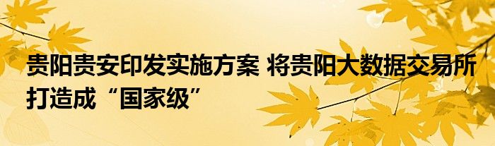 贵阳贵安印发实施方案 将贵阳大数据交易所打造成“国家级”