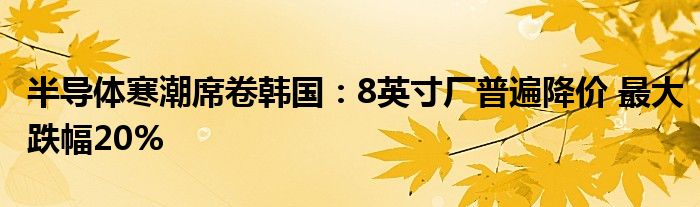 半导体寒潮席卷韩国：8英寸厂普遍降价 最大跌幅20%