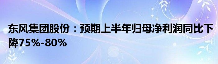 东风集团股份：预期上半年归母净利润同比下降75%-80%