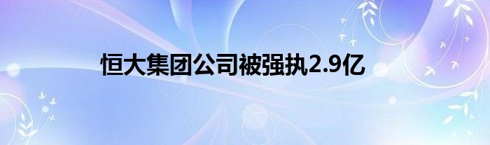 恒大集团公司被强执2.9亿