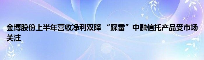 金博股份上半年营收净利双降 “踩雷”中融信托产品受市场关注