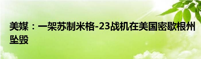 美媒：一架苏制米格-23战机在美国密歇根州坠毁