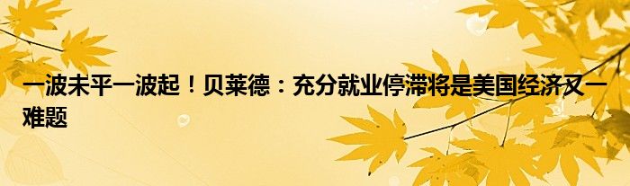 一波未平一波起！贝莱德：充分就业停滞将是美国经济又一难题