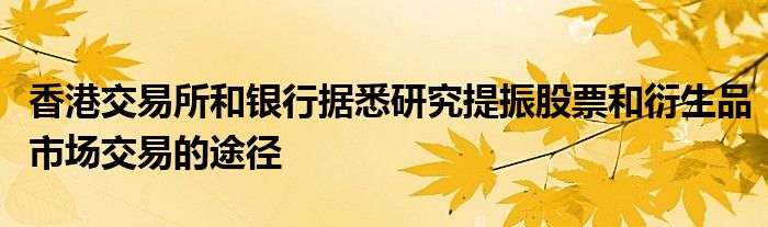 香港交易所和银行据悉研究提振股票和衍生品市场交易的途径