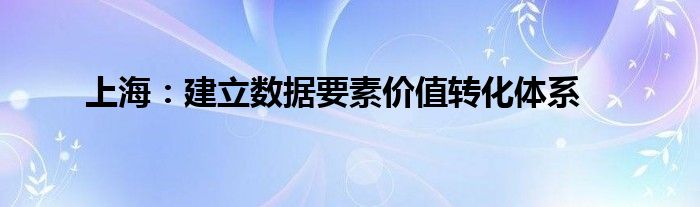 上海：建立数据要素价值转化体系