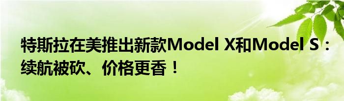 特斯拉在美推出新款Model X和Model S：续航被砍、价格更香！