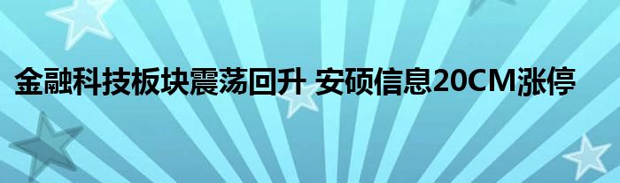 
科技板块震荡回升 安硕信息20CM涨停