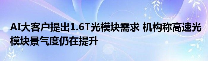 AI大客户提出1.6T光模块需求 机构称高速光模块景气度仍在提升