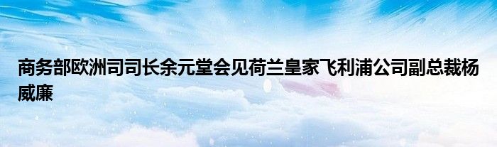 商务部欧洲司司长余元堂会见荷兰皇家飞利浦公司副总裁杨威廉