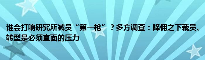 谁会打响研究所减员“第一枪”？多方调查：降佣之下裁员、转型是必须直面的压力