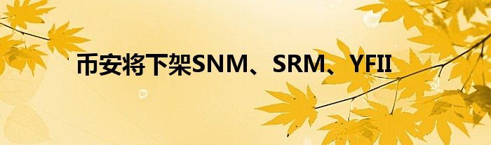 币安将下架SNM、SRM、YFII