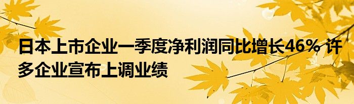 日本上市企业一季度净利润同比增长46% 许多企业宣布上调业绩