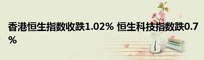 香港恒生指数收跌1.02% 恒生科技指数跌0.7%