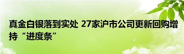 真金白银落到实处 27家沪市公司更新回购增持“进度条”