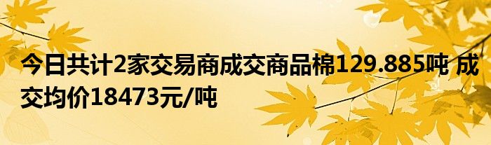 今日共计2家交易商成交商品棉129.885吨 成交均价18473元/吨