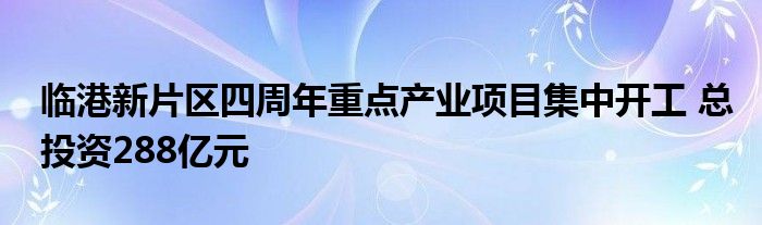 临港新片区四周年重点产业项目集中开工 总投资288亿元