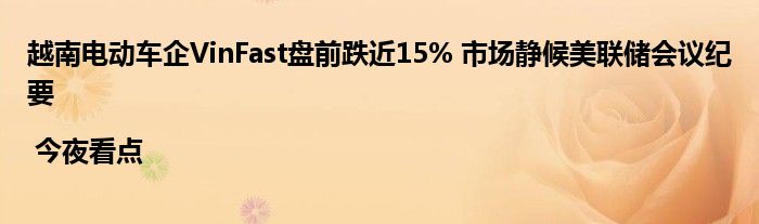 越南电动车企VinFast盘前跌近15% 市场静候美联储会议纪要 | 今夜看点