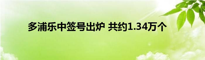 多浦乐中签号出炉 共约1.34万个