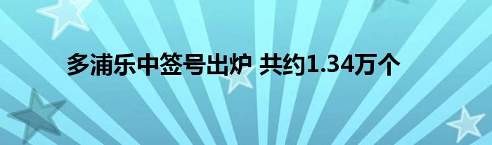 多浦乐中签号出炉 共约1.34万个