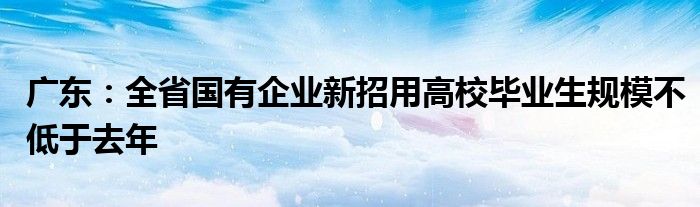 广东：全省国有企业新招用高校毕业生规模不低于去年