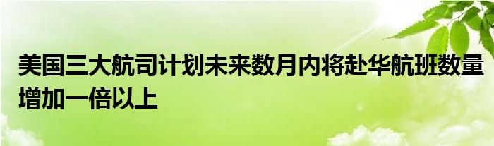 美国三大航司计划未来数月内将赴华航班数量增加一倍以上