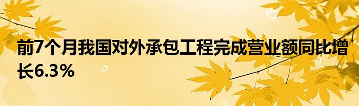 前7个月我国对外承包工程完成营业额同比增长6.3%