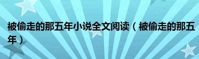 被偷走的那五年小说全文阅读（被偷走的那五年）