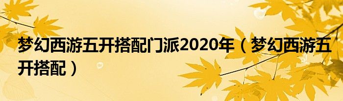 梦幻西游五开搭配门派2020年（梦幻西游五开搭配）