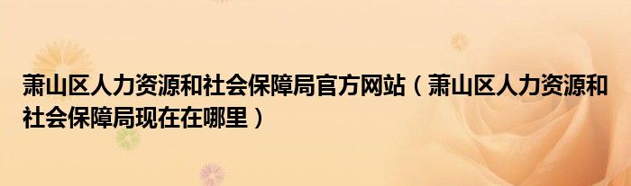 萧山区人力资源和社会保障局官方网站（萧山区人力资源和社会保障局现在在哪里）