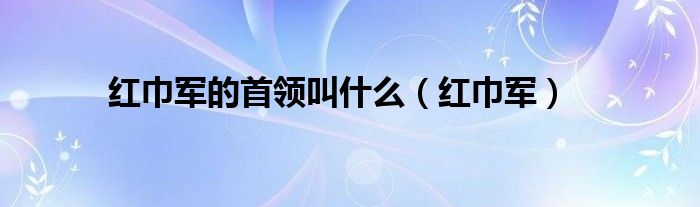 红巾军的首领叫什么（红巾军）