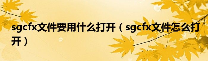 sgcfx文件要用什么打开（sgcfx文件怎么打开）