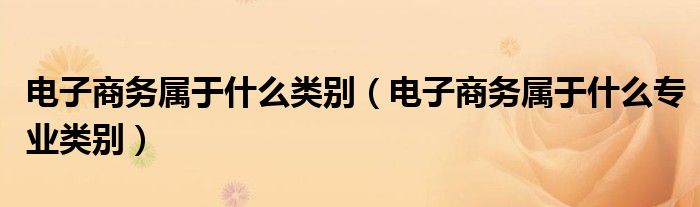 电子商务属于什么类别（电子商务属于什么专业类别）