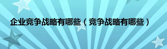 企业竞争战略有哪些（竞争战略有哪些）